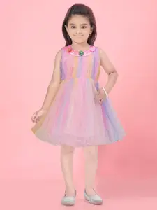 Aarika Girls Gathered & Pleated Applique Detailed Fit & Flare Dress