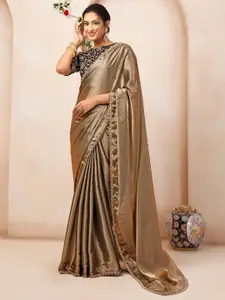 Inddus Solid Organza Saree With Blouse Piece