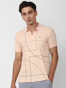 Peter England Geometric Printed Polo Collar Slim Fit T-shirt