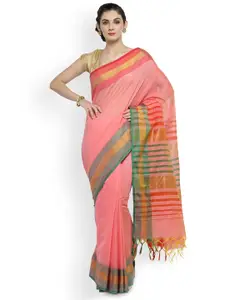 Kvsfab Pink Woven Design Silk Cotton Saree