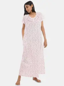 V-Mart Floral Printed Pure Cotton Maxi Nightdress