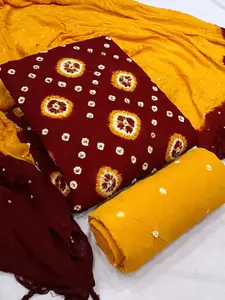 KALINI Bandhani Printed Unstitched Dress Material