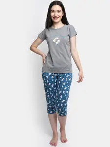 V-Mart Floral Printed Pure Cotton Night suit