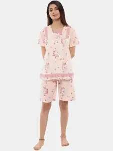 V-Mart Floral Printed Pure Cotton Night Suit