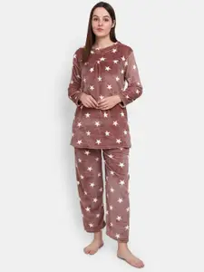 V-Mart Conversational Printed Pure Cotton T-Shirt With Pyjamas Night Suit