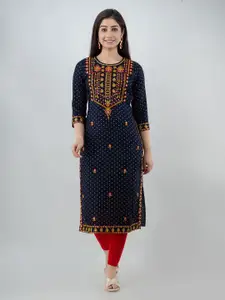 KALINI Ethnic Motifs Embroidered Straight Kurta