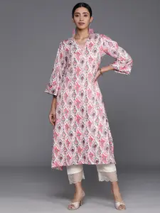 Varanga Women Abstract Printed Flared Sleeves Kurta