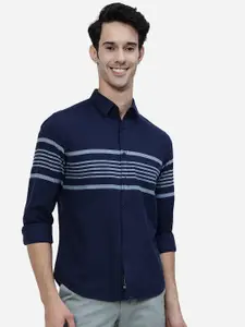 Greenfibre Slim Fit Horizontal Stripes Cotton Casual Shirt