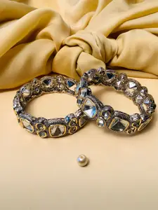 ABDESIGNS Set Of 2 Gold-Plated & Stone-Studded Bangles