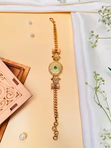 ABDESIGNS Women Brass Antique Gold-Plated Link Bracelet