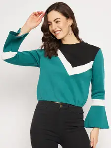 CAMLA Colourblocked Cotton Pullover Crop Sweatshirt