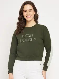 CAMLA Typography Printed Cotton Crop Sweatshirt