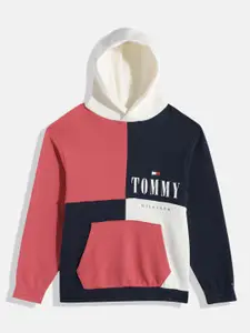 Tommy Hilfiger Boys Colourblocked Pure Cotton Hooded Sweatshirt