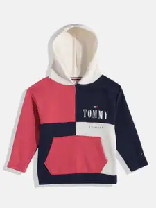 Tommy Hilfiger Boys Colourblocked Hooded Pure Cotton Sweatshirt