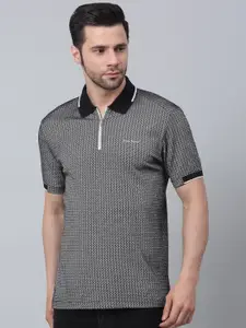 LOUIS STITCH Geometric Printed Polo Collar Dry Fit  Technology Slim Fit T-shirt