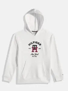 Tommy Hilfiger Boys Brand Logo Embroidered Hooded Pure Cotton Sweatshirt
