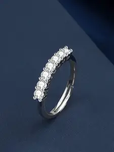 Jewels Galaxy Silver-Plated Stone-Studded Adjustable Ring