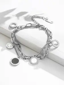Jewels Galaxy Women Silver-Plated Link Bracelet