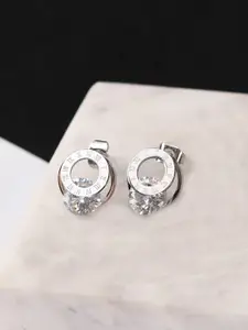 Jewels Galaxy Silver-Plated Contemporary Studs Earrings