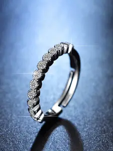 Jewels Galaxy Silver-Plated & AD Studded Ring