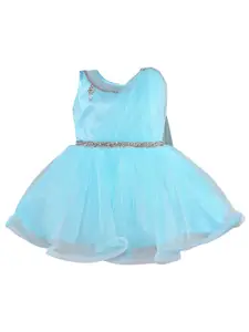 Wish Karo Girls Sleeveless Embellished Fit & Flare Net Dress