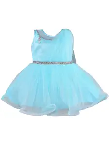 Wish Karo Infant Girls Sleeveless Embellished Fit & Flare Net Dress