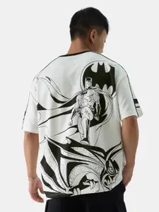 The Souled Store White Batman Printed Oversized Pure Cotton T-shirt