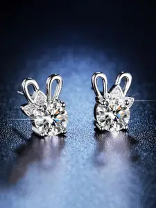 Jewels Galaxy Silver-Plated Quirky Crystal Studs Earrings