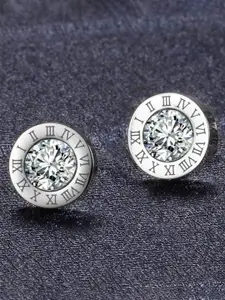 Jewels Galaxy Silver-Plated Contemporary Studs Earrings