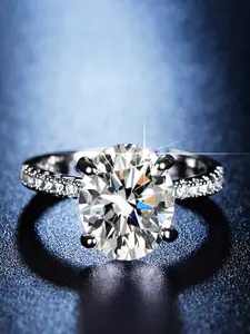 Jewels Galaxy Silver-Plated Crystal Studded Adjustable Finger Ring