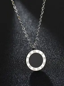 Jewels Galaxy Silver-Plated Anti Tarnish Dual Side Circular Charm Pendant.
