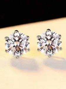 Jewels Galaxy Silver-Plated Circular Studs Earrings