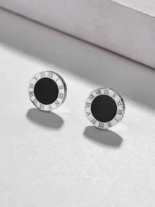 Jewels Galaxy Silver-Plated Oxidised Studs Earrings