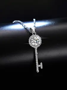 Jewels Galaxy  Silver-Plated Crystal-Studded Contemporary Pendant