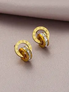 Jewels Galaxy Gold-Plated CZ Studded Stud Earrings