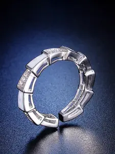 Jewels Galaxy Silver-Plated Crystal-Studded Adjustable Finger Ring