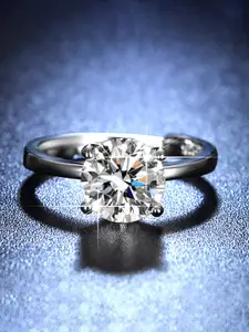 Jewels Galaxy Silver-Plated Crystal Studded Adjustable Finger Ring