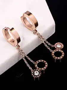 Jewels Galaxy Rose Gold Plated CZ Studded Hoop Earrings