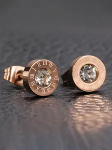 Jewels Galaxy Rose Gold-Plated Contemporary Studs Earrings