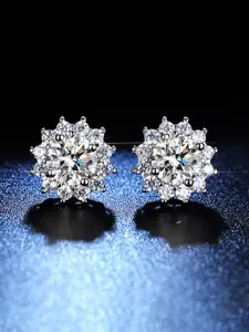 Jewels Galaxy Silver-Plated Star Shaped Studs Earrings