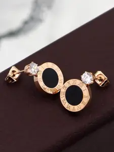 Jewels Galaxy Rose Gold-Plated Contemporary Studs Earrings
