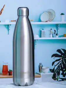 Servewell Bali Silver Toned SS Single Stainless Steel Water Bottle 1L