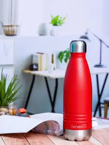 Servewell Indus Red Printed Stainless Steel Water Bottle 500ml