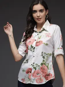BAESD Comfort Floral Printed Roll Up Sleeves Casual Shirt