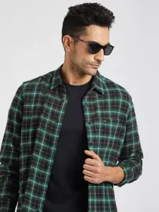 THE BEAR HOUSE Slim Fit Tartan Checked Pure Cotton Casual Shirt