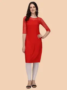 Dream Beauty Fashion Woven Design Round Neck Straight Kurta