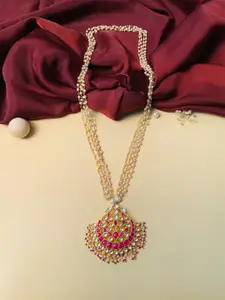 ABDESIGNS Gold-Plated Stone-Studded & Pearl Necklace