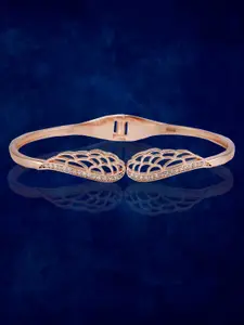 Taraash Women Rhodium-Plated Rose Gold-Toned Openable CZ Angel Wing Bangle
