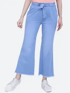 FCK-3 Women Blue Brittney Wide Leg High-Rise Cropped Stretchable Jeans