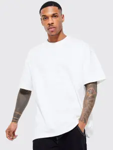 boohooMAN Drop-Shoulder Sleeves Pure Cotton Oversized T-shirt